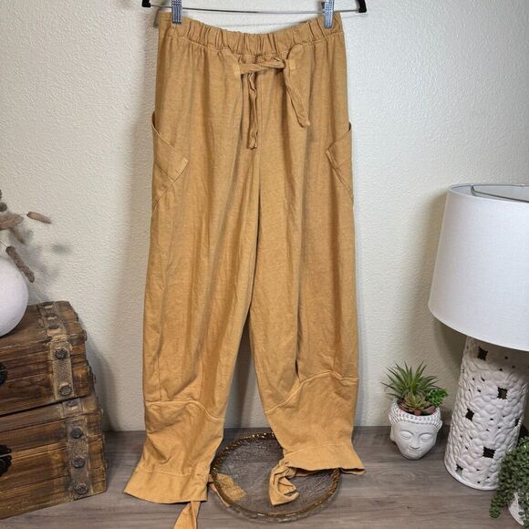 Free People Beach Stunner Pants Harem Drop Crotch Tie Ankle Slouchy Sz M Boho - Picture 7 of 13